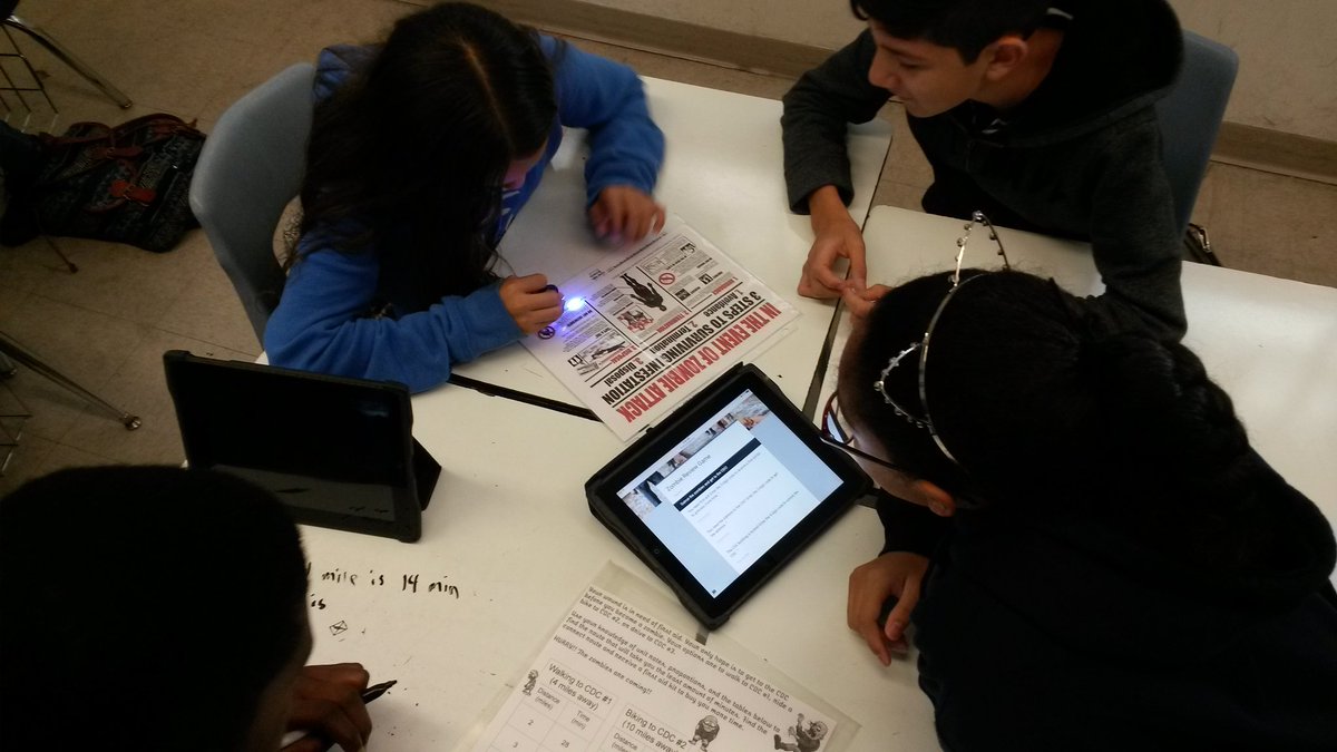 SDMathTiki's tweet image. Ss completing the Zombie Outbreak Breakout EOC review. Proportions, Unit rates, probability, and the end of the world. #ssi #collaboration #Vikingslearn