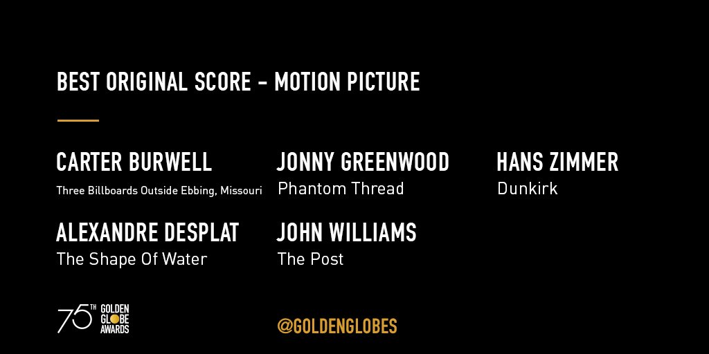 goldenglobes's tweet photo. This year’s #GoldenGlobes Score, Song, Director, and Screenplay Nominees: @RealGDT, @itslizhannah, @carterburwell, @JnnyG, @HansZimmer, @nickjonas, @justtranter, @RaphaelSaadiq, @maryjblige, @Lyrikris10, @MariahCarey, @pasekandpaul, and more! #Globes7 https://t.co/rPJn6SM2j2
