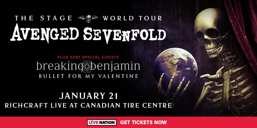 CdnTireCtr's tweet image. You must follow @CdnTireCtr &amp;amp; RT our previous message to WIN tickets to see @TheOfficialA7X as part of our #HolidayCountdownContest #CTCELF