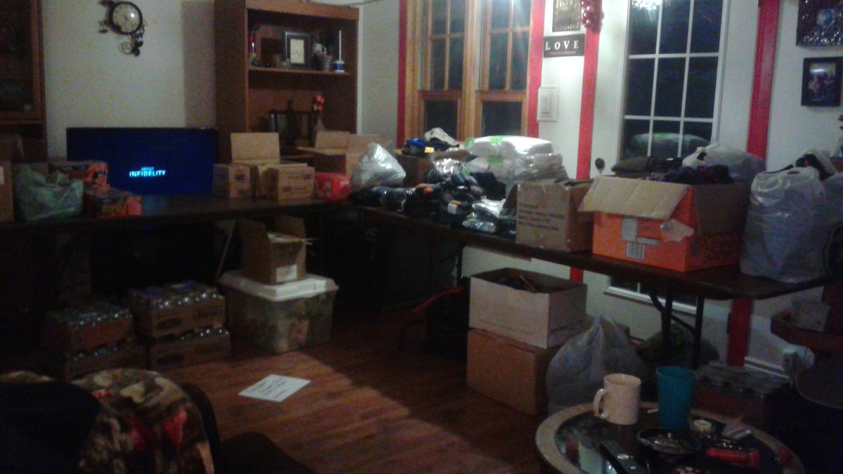 SuziGursoy's tweet photo. My assembly line set up in my home for packing of Warm Up Kits by the Participant Advisory Group Housing Stability System Waterloo Region by people who have experienced homelessness wanting to give back with donations  from local businesses and agencies and by community  members. https://t.co/pmuFmq6B9U