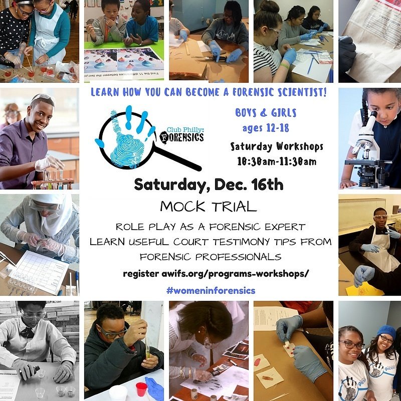 womeninforensic's tweet photo. Mini Mock Trial, Sat, Dec 16th for boys &amp; girls ages 12-18! Role play as a #Forensic expert. Learn about court testimony. Sign up today! #womeninforensics #womeninscience https://t.co/gyREETqEsP