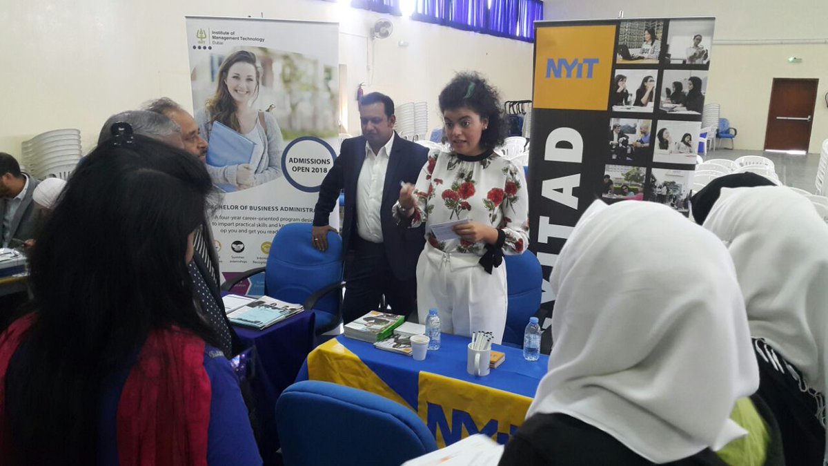 NYITAD's tweet photo. We were honored to be part of the #educationfair at Sheikh Khalifa Bin Zayed #BangladeshIslamiaSchool organised by our friends at #IntelligentPartners! Thank you #counselor Amritha for the warm hospitality and it was a great pleasure to meet #principal Mir. #NYITAD #NYITdidthat https://t.co/R72ZzwP28j