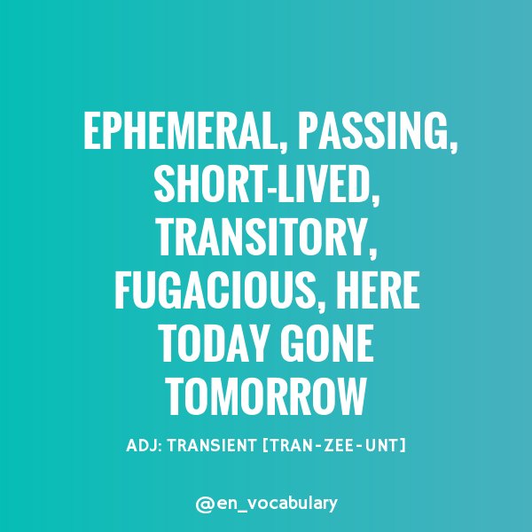 English Vocabulary Adjective Transient Tran Zee Unt Meaning Lasting A Very Short Time Youth S Transient Beauty Vocabulary Learenglish English English Ingles الإنجليزية 영어 Anglais English Inglise 英语 Anglijskij