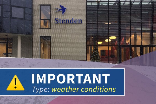 Stenden campus Leeuwarden closes today at 6 pm due to the #snowfall. The locations Emmen and Meppel close at 4 pm. Tomorrow all planned educational activities will continue. Tomorrow morning there will be an update at 7.00 am.