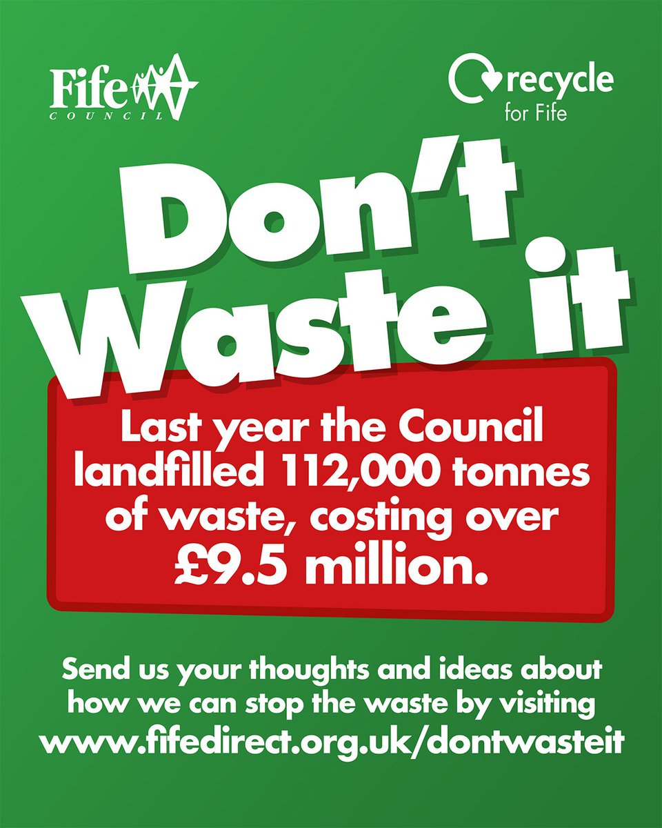 Over the #festive season the UK creates 30% more #waste than usual! We are out and about in Dunfermline <a href="/KingsgateCentre/">Kingsgate Centre</a> today 11am-3pm to get your views on the future of recycling and waste fifedirect.org.uk/dontwasteit