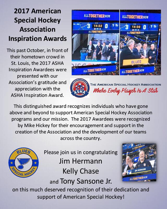 LegacyIceFound's tweet photo. Well-deserved recognition for #JimHermann #TonySansone &amp; @Chasenpucks39 for great work with #GatewayLocomotives (now known as #BluesSpecialHockey) Excited they're part of the #IceCenter https://t.co/FVT5u5LD1G https://t.co/HV2pYsFIjx
