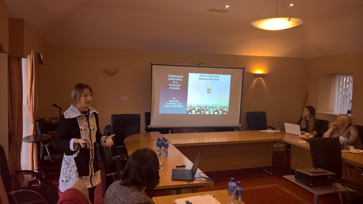 hanna_wass's tweet photo. Dr. @TanjaAita @Stanford says that crowdsourcing is a mechanism for knowledge search from citizenry @ElectionsGo @BIBUresearch https://t.co/N1YpflKLu3
