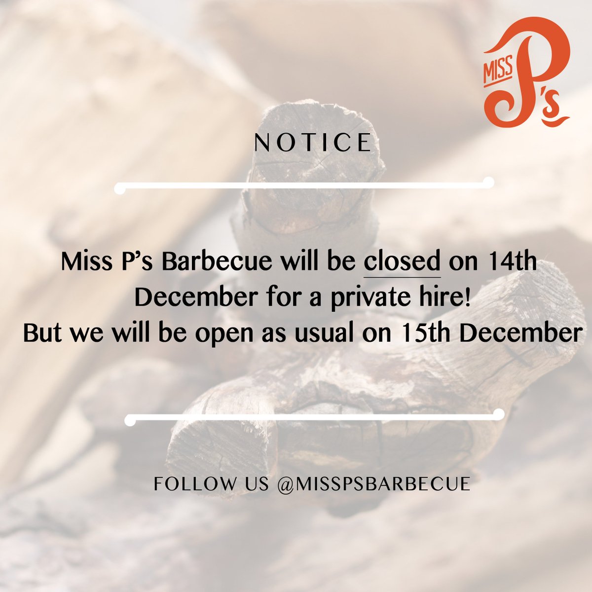 The pub will be closed this Thursday - 14th Dec, for a private function. Open on Friday as usual