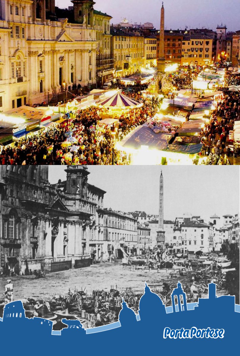 Piazza Navona: prima uno stadio, poi un mercato.Ecco oggi come si presenta 🎅 @Roma @Roma_davivere