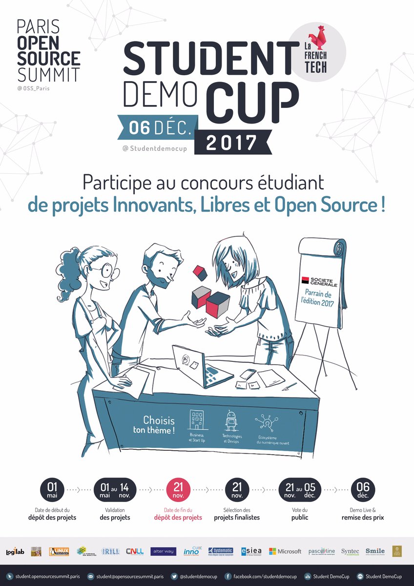 studentdemocup's tweet image. Merci à @dfiou @SocieteGenerale, parrain de la #SDC17, ainsi qu&apos;à tous les partenaires de la Student DemoCup pour avoir fait de cette édition une vraie réussite ! #OSSPARIS17 @OSS_Paris @cnll_fr @Pole_Systematic