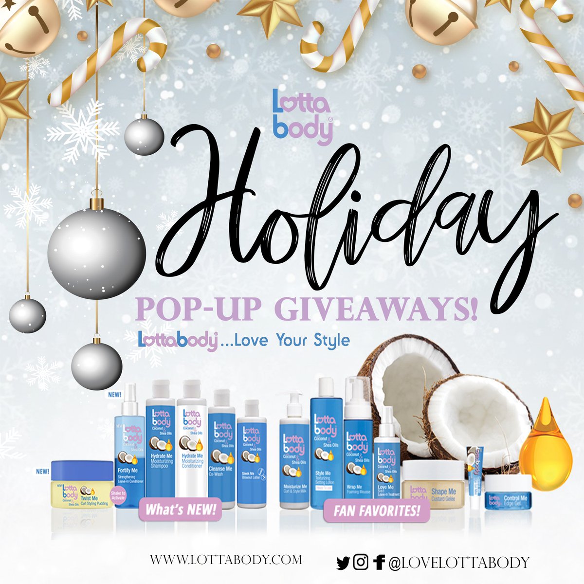 LoveLottabody's tweet photo. We’re spreading Holiday Cheer with #holidaypopupgiveaways 2 lucky followers will have the chance to win our ENTIRE Style Collection! Rules: Follow us, retweet this post &amp; tag 2 friends. Winners will be chosen once we hit 1800 followers! #24hourgiveaway #giveaway https://t.co/sf78cSCB64