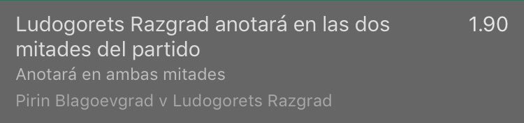 Freepicks321's tweet image. Ahí está!! Confiamos en Ludogorets que saldrá en busca del liderato.A pesar de que el Pirin en 9 partidos en casa le hayan anotado en 5 encuentros en la primera mitad...CONFIAD!! Cuota muy buena!!💪🏽💶