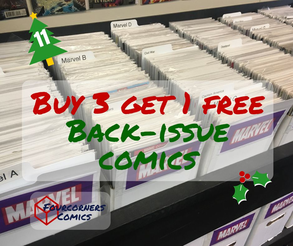 4CornersComics's tweet photo. The Countdown to Christmas has begun....24 Days of Deals - DAY 11 - Buy 3 Get 1 Free on Back-Issue Comics (excluding wall and graded comics) @4CornersComics! Let's help you check off that list! #countdowntochristmas #24daysofdeals #gettysburgpa #bestcomicshopingettysburg https://t.co/hYyf8FYz3u