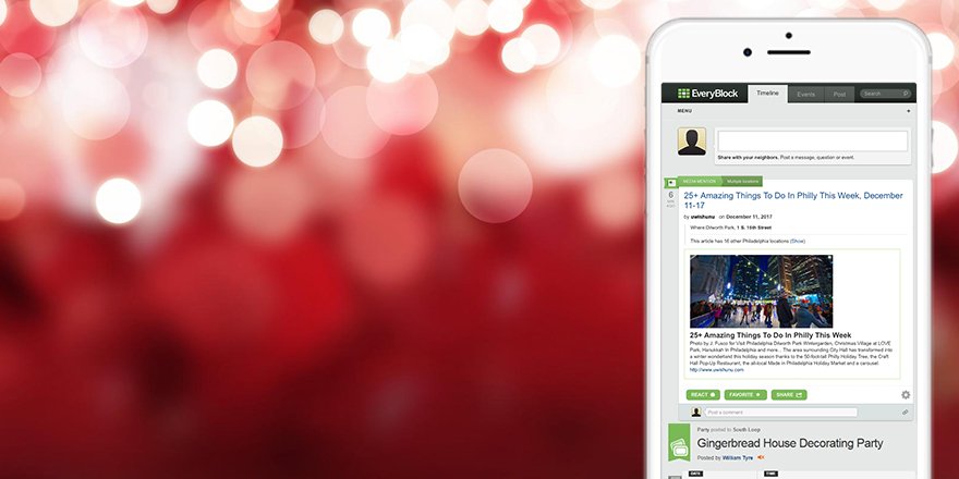 EveryBlock's tweet image. Take the guesswork out of your holiday events plans. EveryBlock's Events feature has you covered. comca.st/2jOZDch