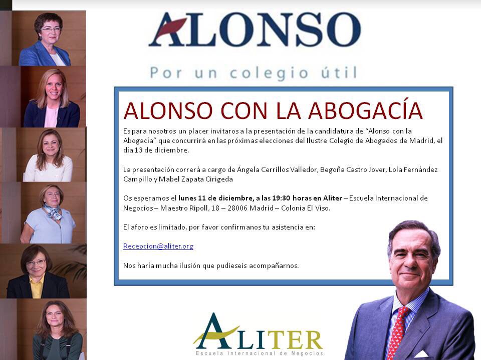 ESTHERMONTALVA's tweet photo. En un par de horas, presentamos nuestra candidatura @ConAlonso2017 en la sede de una de las escuelas internacionales de negocios punteras en formación en liderazgo e influencia, y con gran sensibilidad con el mundo de la mujer. Gracias @AliterEIN https://t.co/xkKBDdV3aN
