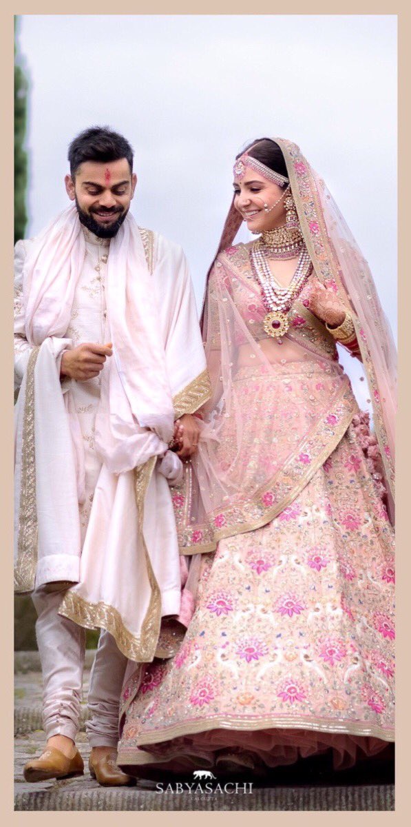  @AnushkaSharma &  @imVkohli in  @SabyaOfficial for their wedding events   #VirushkaWEDDING