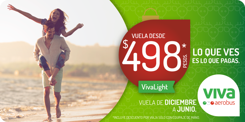 VivaAerobus's tweet photo. ¿Viajas ligero? Está promo es para ti 🎒

Vuela desde $498 pesos en modalidad #VivaLight 👉 https://t.co/T9Xg6lb2UA https://t.co/niMYa9G7V6