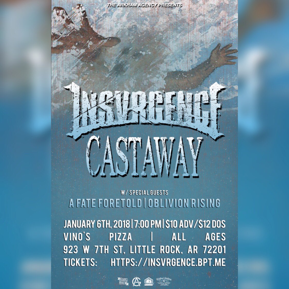 tier_none_'s tweet photo. Next month at @VinosBrewPubLR! Don’t miss @INSVRGENCE w/ @castawayca, and more on Saturday, January 6th! Tickets available NOW!
Online Ticket Link: https://t.co/HOjbsxueor
#tiernone #productions #central #arkansas #music #show #concert #vinos https://t.co/RPT5nnQMLp