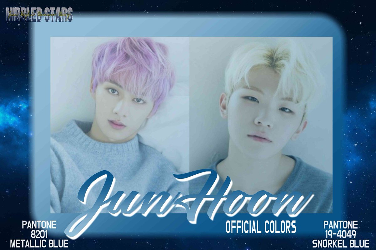 nibbledstars's tweet photo. [FAN EDIT] 

#JUNHOON OFFICIAL COLORS
METALLIC BLUE AND SNORKEL BLUE

#jun #junhui #woozi #jihoon
#SEVENTEEN #96line #세븐틴  #96line_seventeen https://t.co/yDLhvmXKmA