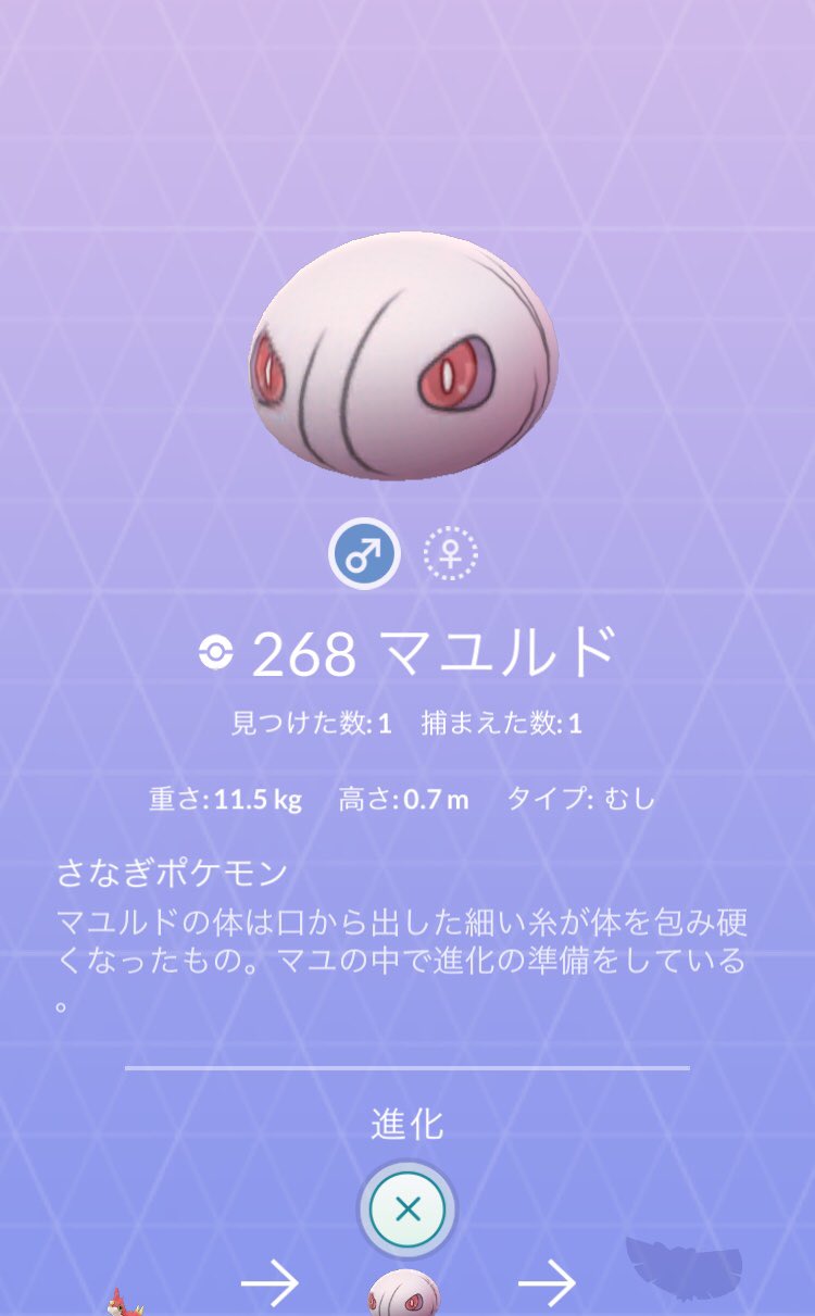 ダークライ No Twitter ケムッソの進化 とりあえず1匹目を進化したらカラサリスになったので ケムッソの名前をマユルドにして進化したら マユルドになった たまたま イーブイ系裏技同様か ポケモンgo ケムッソ進化 マユルド カラサリス Cp調整 ポケモン 無