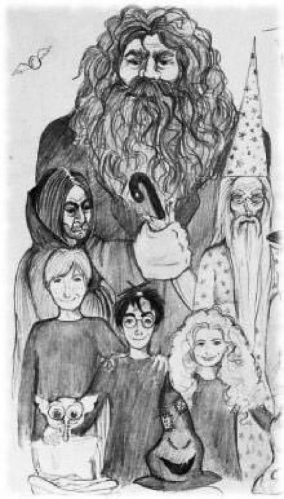 HPotterUniverse's tweet image. Harry Potter characters drawn by @jk_rowling.