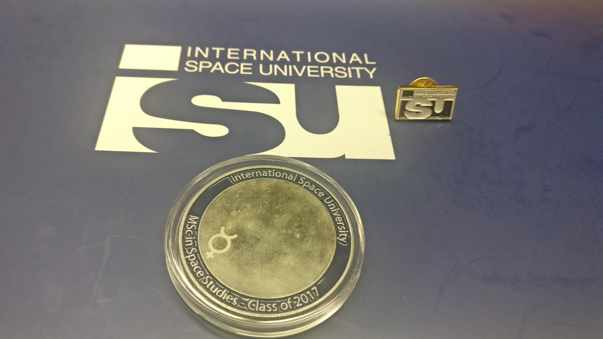 AntiqTech's tweet photo. Graduation pin and a token for 30th anniversary of ISU with Mercury on one side #ISUnet #MSS17 https://t.co/LwEQRCDALX