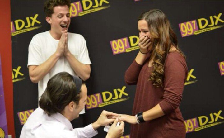 defence_louis's tweet photo. Some couple got engaged. Look at Charlie's reaction. He is happy like a kid. #HappyCharlie #Ring #Smile #Applause #Bravo! https://t.co/Wh1lm6TioA