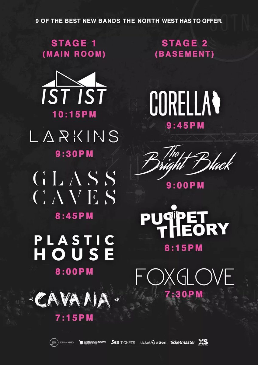TIMES ANNOUNCED for the Scruff of the Neck End of Year Blowout at O2 Ritz Manchester (this Thursday)! Tickets are selling fast, we're close to sell-out so please move quick if you want to come. DON'T MISS THIS!!
.
Tickets: goo.gl/BoUWmi