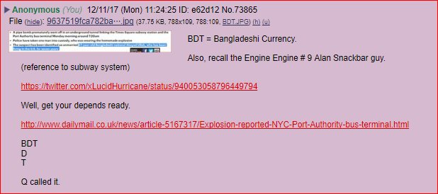AARNOBANGER's tweet photo. @xLucidHurricane #QAnon AND #EngineEngine9 #AlanSnackbar guy Foretold today's failed NYC bombing. Strange connections. #FollowTheWhiteRabbit https://t.co/v2uAxlKRX5 https://t.co/VsNQS1Cero