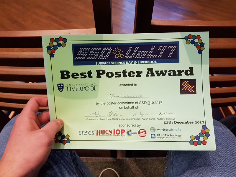 Costantini Group (@costantinigroup) on Twitter photo Congratulations to <a href="/PewJames/">James Lawrence</a> for winning the best poster award today at the Surface Science Day <a href="/LivUni/">University of Liverpool</a> Congratulations to <a href="/PewJames/">James Lawrence</a> for winning the best poster award today at the Surface Science Day <a href="/LivUni/">University of Liverpool</a>