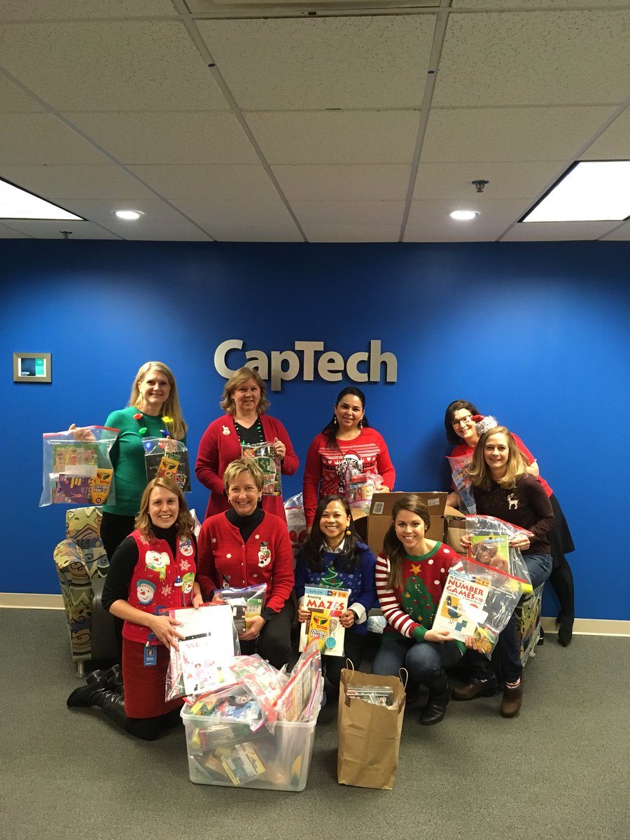 prissie_nguyen's tweet photo. 1st tacky sweater office party down! One more to go this week! We packed over 80 activity packs for the Ronald MacDonald house over a yummy breakfast and Holiday tunes! #CapTechRVA @CapTechListens https://t.co/1B2Q0Snj4H