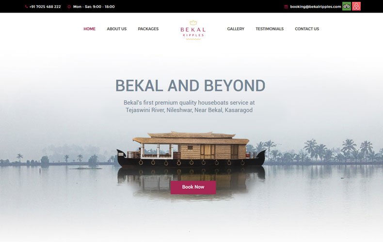 ZeroBulbtech's tweet photo. Here's a small preview of the website that we designed for Bekal Ripples one of the best backwater houseboat based in Kerala. 

Check out our website for the Bekal Ripples case study. https://t.co/AAAVxB4mCJ