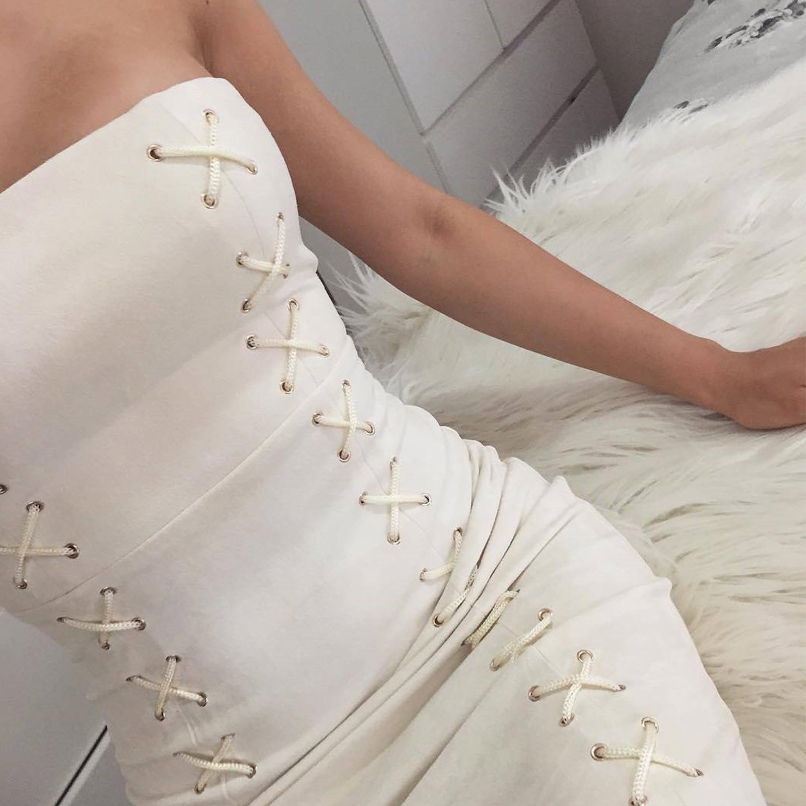 oh polly white suede dress
