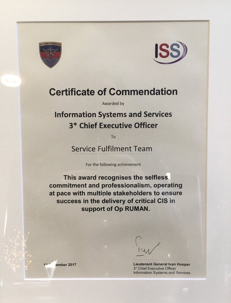 RAFCyberspace's tweet image. Congratulations to RAF #CommsManager ICTM FS Lisa D &amp;amp; her team of #CyberCommsSpec ICT Tech Sgts from the Operate &amp;amp; Defend Service Fulfilment Team for their 3* General Commendation. Received for their outstanding work &amp;amp; commitment during OPERATION RUMAN at the GOSCC, Corsham.