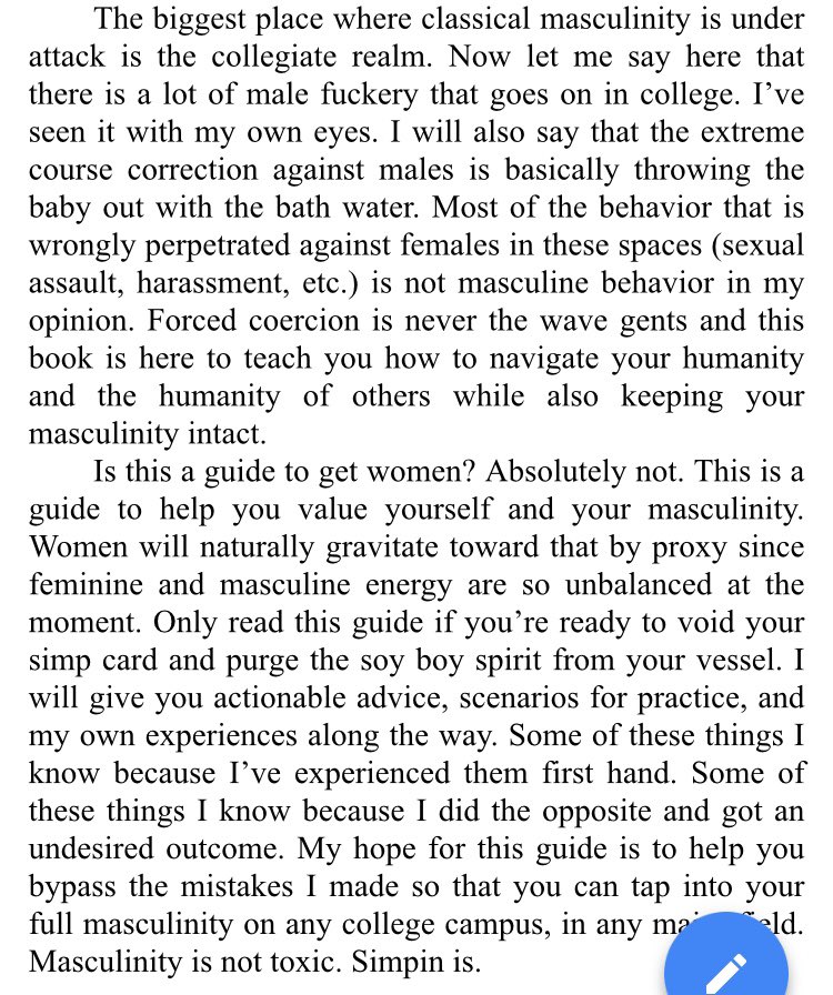 Dr_TJRicks's tweet photo. Excerpts from my new my book “Fly Science: a practical guide to surviving the liberal virus in college and being a man’s man.” We securing the bag and making masculinity great again in 2018. Will be available for purchase late January, early February 2018! #FlySci https://t.co/e9kBW9AH4L