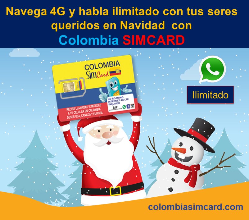ColombiaSIMCARD's tweet image. #Navega4G y #HablaIlimitado con tus seres queridos en #Navidad2017 con 
#ColombiaSIMCARD