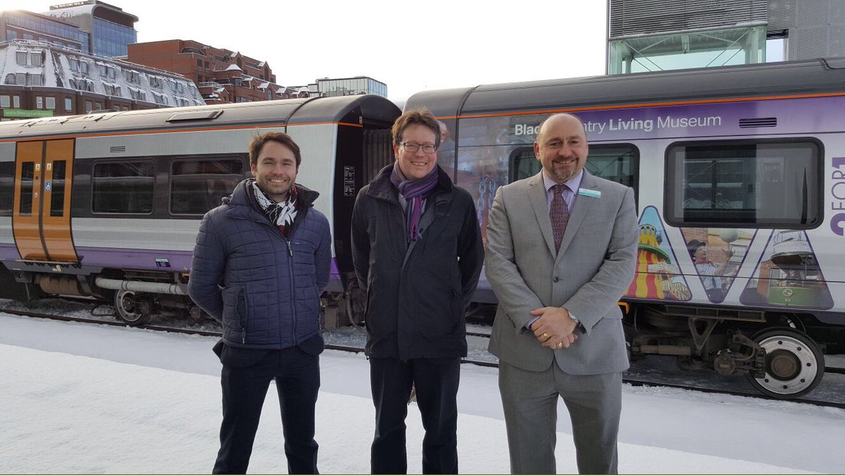tobythetram's tweet photo. Fantastic day shovelling snow before dawn & handing out goody bags at #SellyOak Station
Then launching new @WestMidRailway brand at Birmingham Snow Hill & generally celebrating the culmination of five years work by @WMRpartnership (& @transportgovuk!) on new #WMTrains franchise https://t.co/UafNOI079u