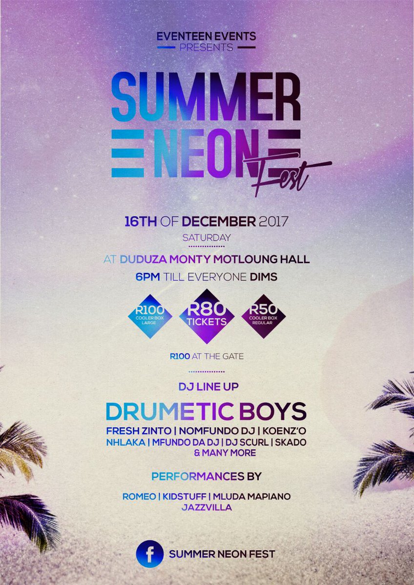 RomeoWilliamsVx's tweet image. I am Duduza this Saturday for the #SummerNeonFest
#FillUpMonty
#DontDimMyLight
