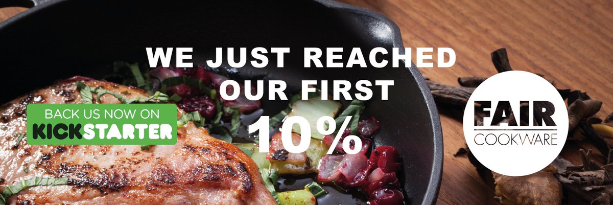 FairCookware's tweet image. We just reached our first 10% #FairCookwareUSA #CastIronSkillet #KickStarterProject #BuyOneGiveOneSkillet #HelpLocalFoodBank #FairCookwareChristmas