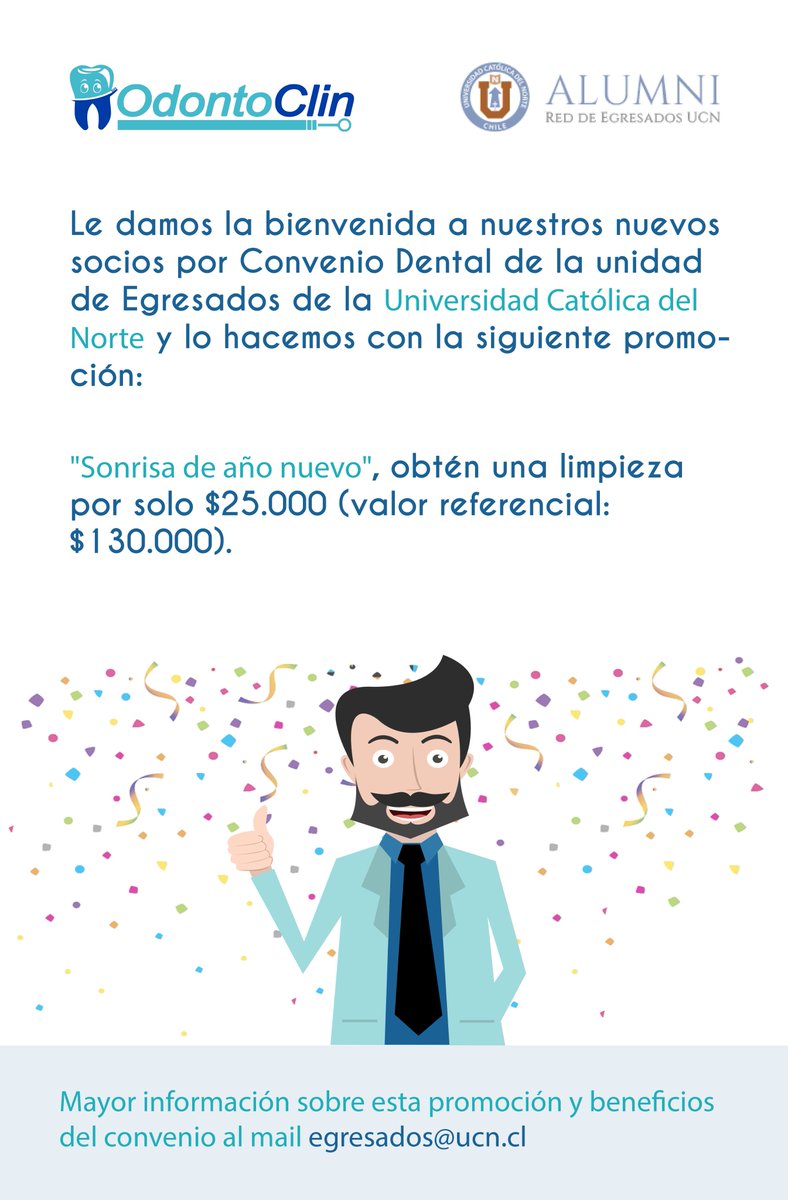 odontoclinCL's tweet photo. ¿Qué esperas egresado de UCN? Odontoclin tiene una excelente promoción para tí... https://t.co/HS1iCtF7C7