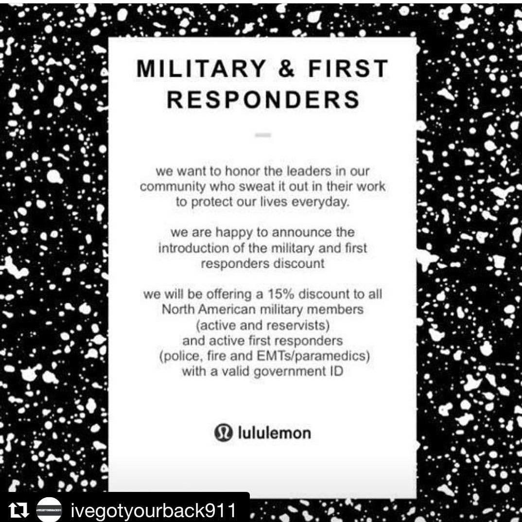 lululemon first responder discount canada