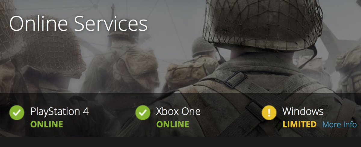 BlackOps7News's tweet image. According to the CoD WW2 Servers Status, players may currently be experiencing issues with #CoDWWII on PC! #CoDWW2