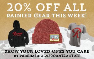 It's the season of giving, so give the gift of Rainier Beer stuff! This week only, get 20% off of your favorite #RainierBeer gear with code WinterRainier at checkout! Head to our website to get shopping. store.rainierbeer.com/collections/all