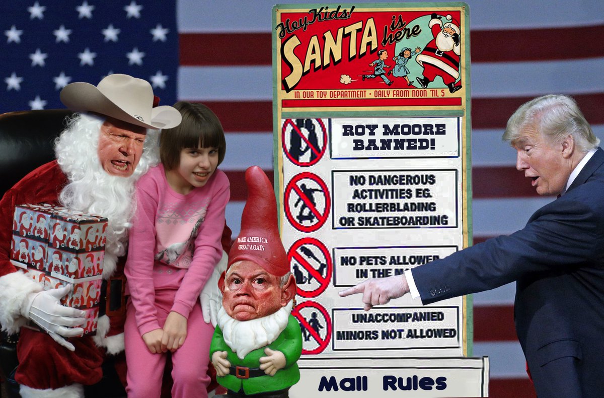 erikjburch's tweet photo. #MallSantaProblems ๐
#JeffSessions disguised as Santa's Elf, gets caught sneaking #RoyMooreChildMolestor into an #Alabama #Mall ๐ค ๐ง
๐
#AlabamaSenateRace #AlabamaVoters #AlabamaElection
#PredatorInChief #TrumpAccusers https://t.co/cpqJrN717s