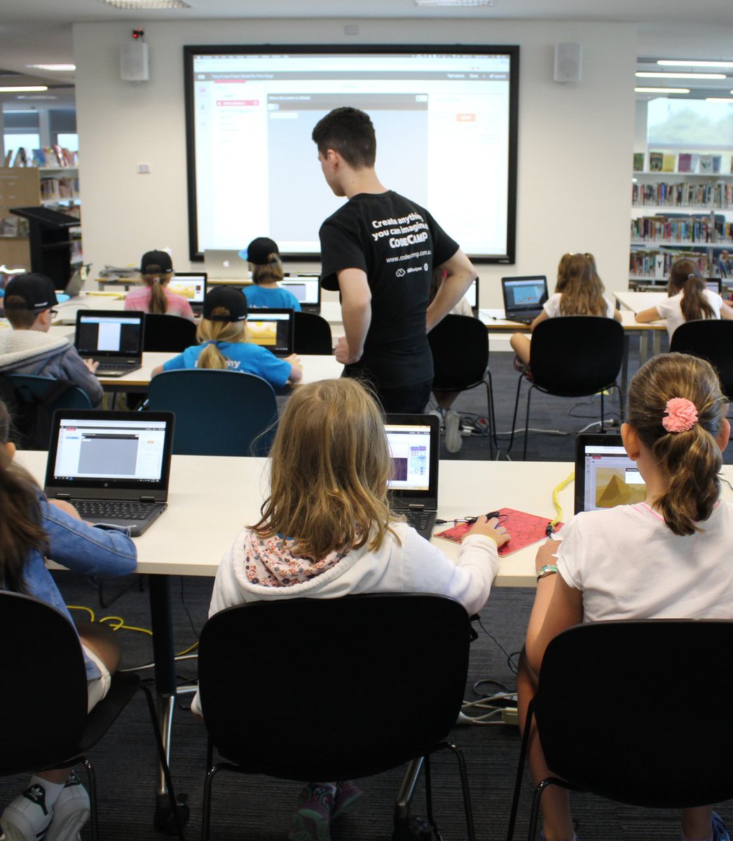 School may be over but there are still busy learners here at #CodeCamp The boys and girls are making their own apps #girlsinstem