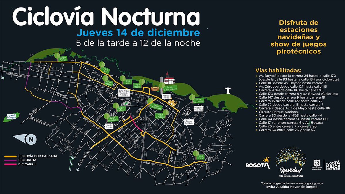 Conozca Las Vias Que Estaran Habilitadas Para La Ciclovia Nocturna Navidena En Bogota