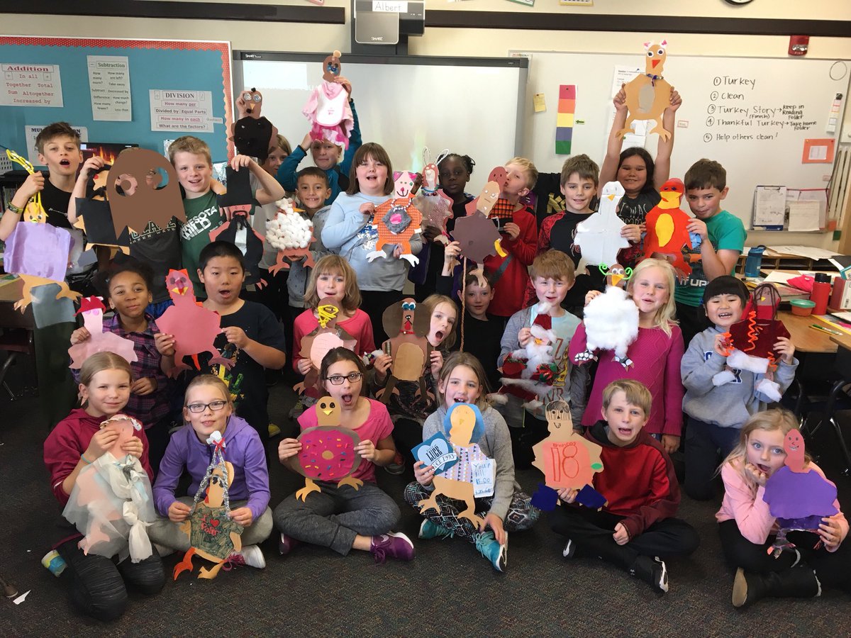 Mrs. Norton’s class disguised turkeys to keep them from being eaten on Thanksgiving. @ISD709News
