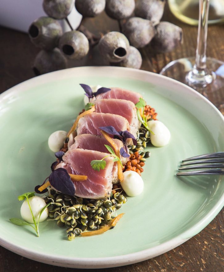 Adelside heatwave = light lunches 👌🏻 Like this seared yellow fin tuna 🐟 #publiccbd #lunch #adelaidelunch #franklin