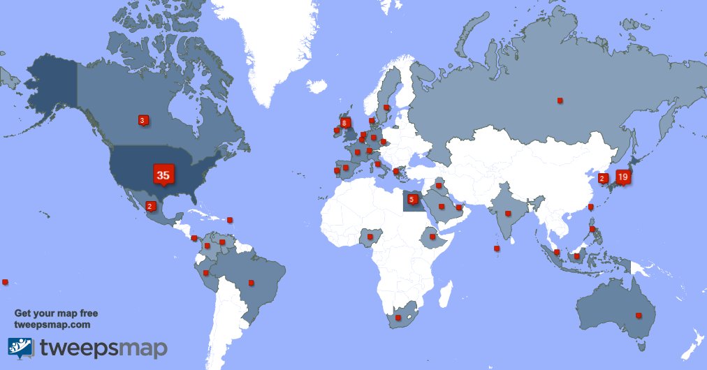My followers live in 41 countries: USA(35%), Japan(19%)... tweepsmap.com/!KaiKaiExz Get your free map!