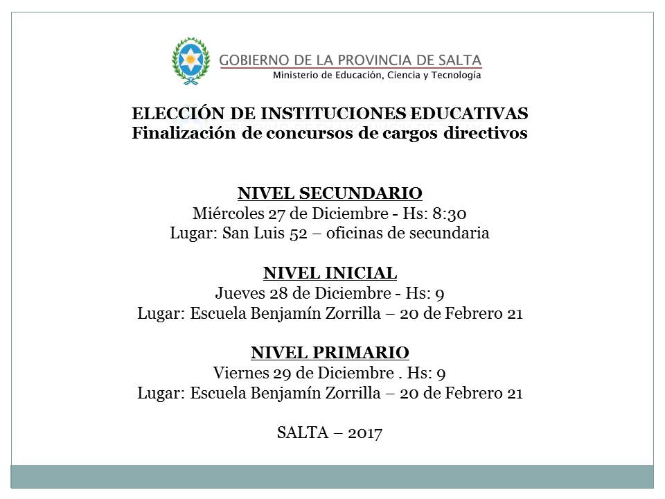 Los días 27, 28 y 29 los docentes que ganaron ​concursos elegirán las instituciones educativas  goo.gl/sCCLB3 #Salta #concursos